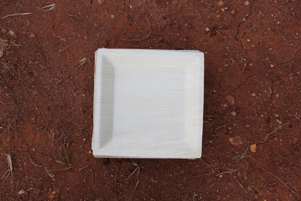 7 inch Square Quadra Areca Palm Leaf  Plate Pack of 25