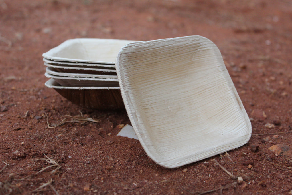 4 inch Square Deep Areca Palm Leaf Bowl Pack of 25